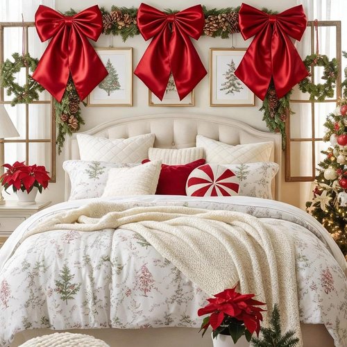 Big Red Bows | Christmas Tree Topper - 23x11 Inch Ruby Red Satin Bow for Holiday Decor