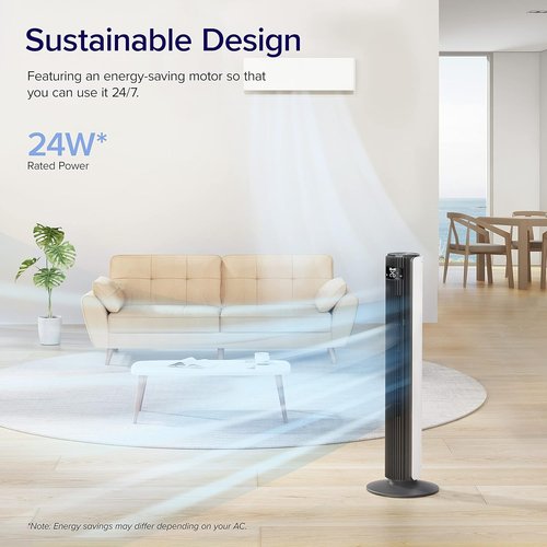 LEVOIT Smart Tower Fan - 42 Inch Bladeless Oscillating Fan with 12 Speeds, Quiet 25dB, Alexa Compatible