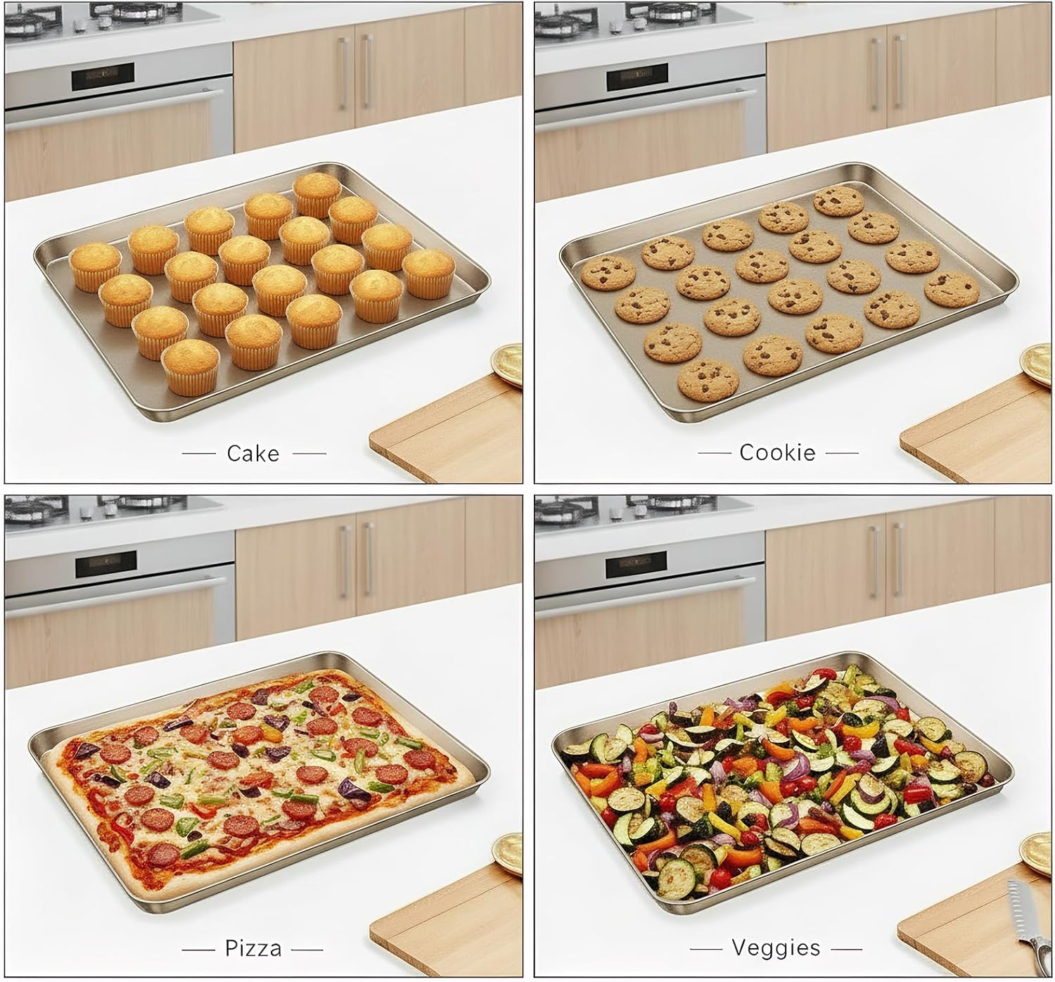 Nicunom Nonstick Baking Sheet Set - 2 Large Cookie Sheets (11.8" x 17.5") for Home & Commercial Use