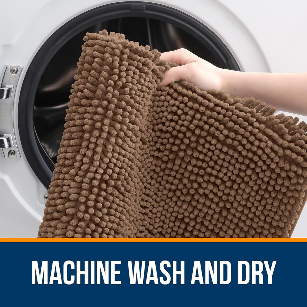 OLANLY Bathroom Rugs - Extra Soft Chenille Bath Mats | Quick Dry, Machine Washable, 24x16 Mocha