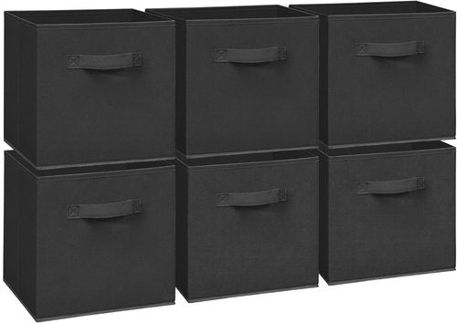 Easi 11-Inch Cube Storage Bins - Collapsible Fabric Organizer with Handles | Black Storage Basket for Closet & Shelves