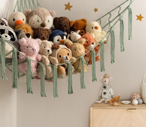 Mirolam Stuffed Animal Storage Hammock - Large Plush Toy Organizer for Nursery & Bedroom Decor