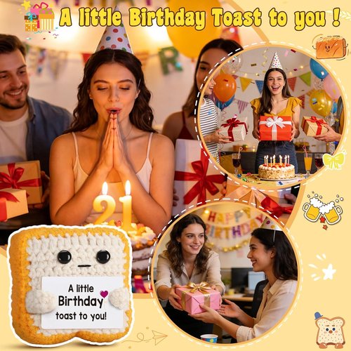 Funny Birthday Gifts | A Little Birthday Toast by [Brand Name] - Unique Crochet Card for Women, Men, Mom, Dad