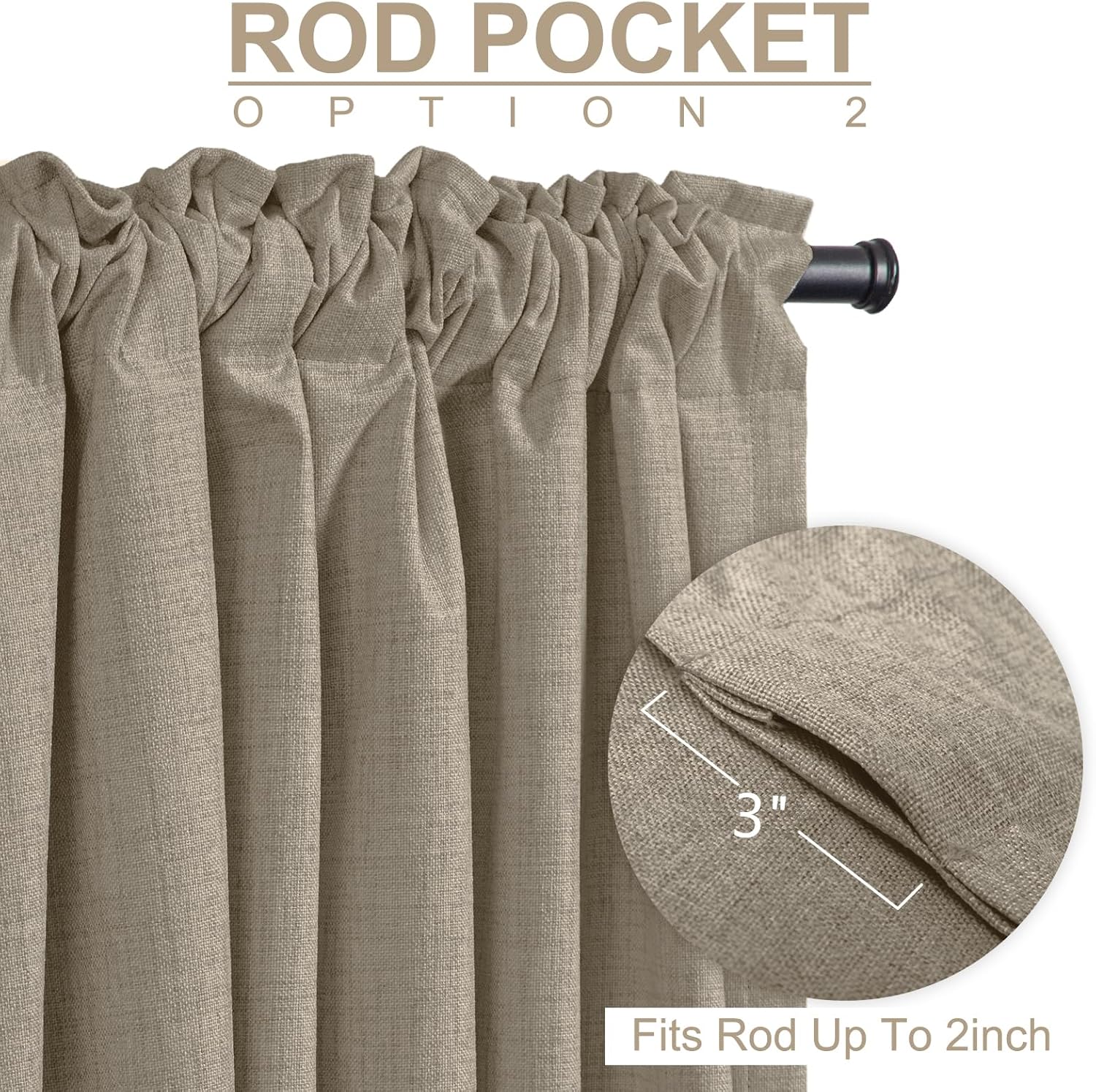 Skiennix 100% Blackout Linen Curtains - Thermal Insulated Drapes for Bedroom | 84" Long, 50" W, 2 Panels Set
