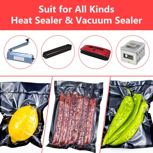 CANLENPK 6x8 Inch/15x20cm Vacuum Seal Bags Black Back and Clear Front,Food Storage Bag,Seal Meal Snack Fruit Nut,Boil Steam Heat Freeze,Commercial Grade Heavy Duty Sealable Bags (100PCS, Black Back)