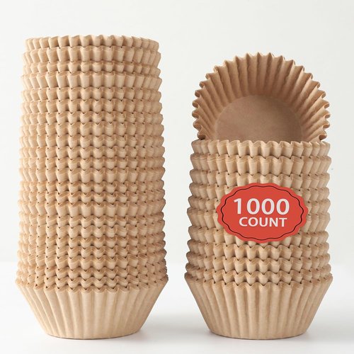 Brown Paper Cupcake Liners - 1000 Count Standard Baking Wrappers | Food-Grade Greaseproof Muffin Liners (1.4 Inch)
