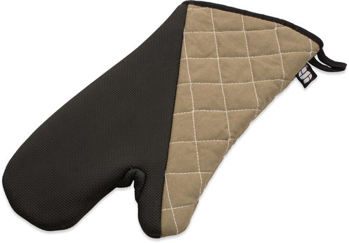 Carlisle FoodService Products 810CM15 San Jamar Textured Neoprene Bestgrip Conventional Temperature Protection Oven Mitt with Magnet and WebGuard, 15" Length, Tan/Brown