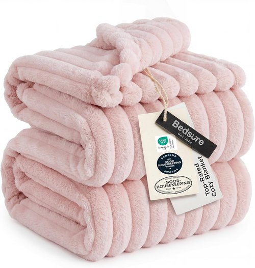Bedsure GentleSoft California King Blanket - Cozy Crystal Pink Throw, 102x96 Inches for Ultimate Comfort