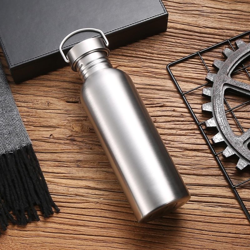 CDJ 34oz Single Walled Stainless Steel Leak Proof Sports Water Bottle 18/8(304) metal water bottle for Cyclists, Runners, Hikers, Beach Goers, Picnics, Camping - BPA Free