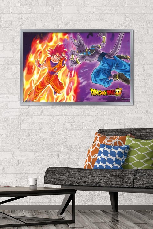 Trends International Dragon Ball: Super - Gods Battle Wall Poster, 22.375" x 34", Silver Framed Version