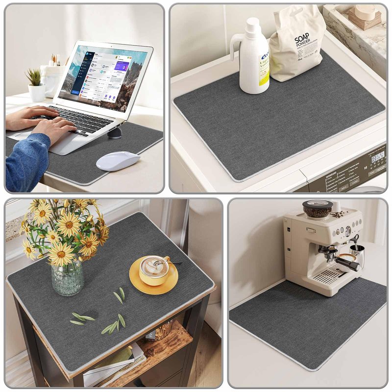 DAWNTREES Night Stand Cover for Top,23.6" x 15.7" Small Bedside Table Cloth,Waterproof and Anti Slip,Nightstand Mat Protector,Dark Gray