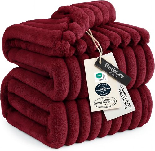 Bedsure GentleSoft Red Blanket - Cozy Soft Throw for Couch, Perfect for Women & Girls, 90x90 Inches