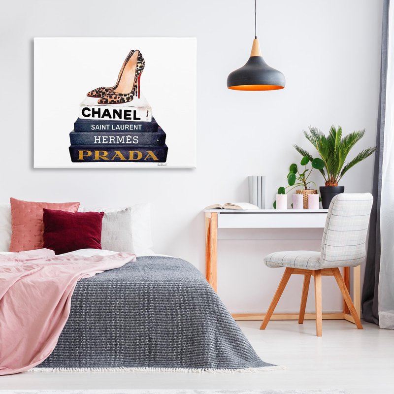 Stupell Industries 'Glam Fashion Book Set', Canvas Art, 48 x 36 Inches, Easy to Hang and Sturdy, Made in USA, by Amanda Greenwood