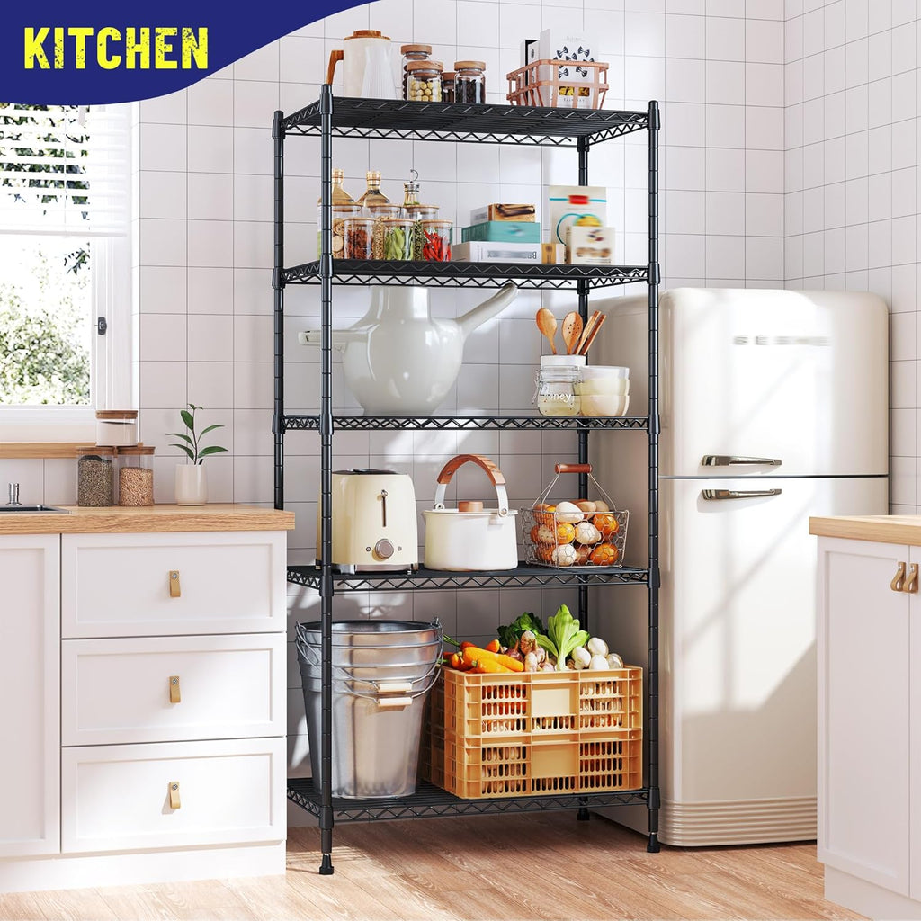 Romorgniz 5-Tier Adjustable Metal Shelving Unit - 1010LBS Capacity for Kitchen, Pantry, and Laundry | 59.4" H x 21.5" W x 13.6" D