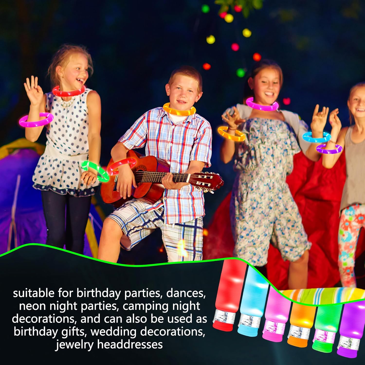 Skiennix LED Glow Sticks - 42 Pcs Light-Up Tubes for Kids' Birthday Parties & Concerts | Glow in The Dark