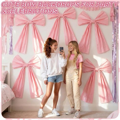 Frienda 9 Pcs Giant Bows | Large DIY Wall Decorations for Baby Showers, Weddings & Parties - Pink