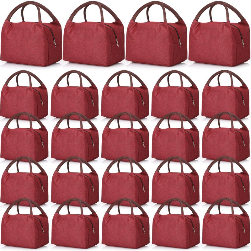 Chunful 24 Pcs Lunch Bags Bulk Insulated Reusable Lunch Bags Leakproof Tote with Aluminum Foil Interior Waterproof Thermal Tote for Women Adult Office Work Back to School Employees Picnic(Gray)