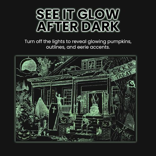MasterPieces Halloween Glow In The Dark Jigsaw Puzzle - 1000 Piece Haunted House Design | Perfect Spooky Decor 19.25” x 26.75”