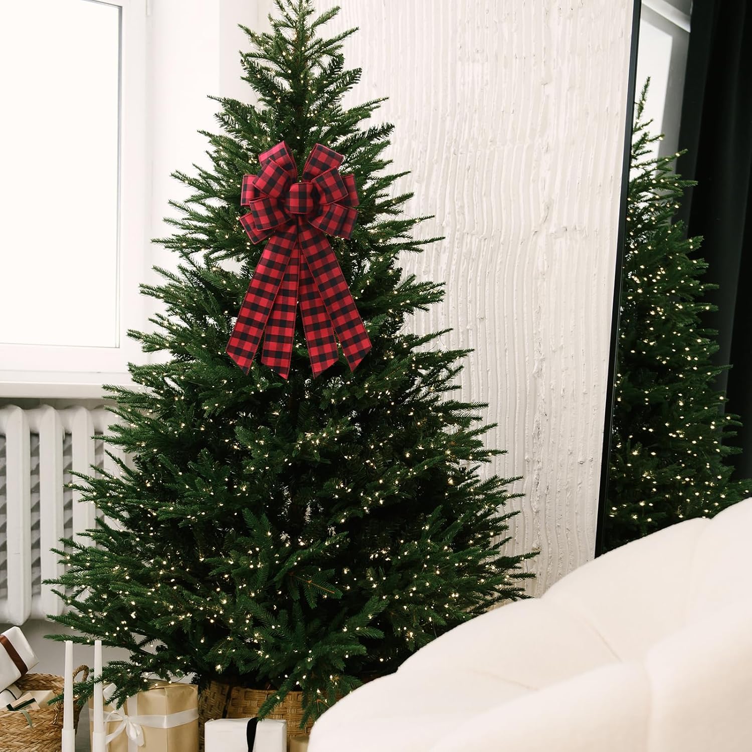 Regine Switzerland Large Buffalo Plaid Wreath Bow - Rustic Farmhouse Burlap Decor for Weddings & Holidays