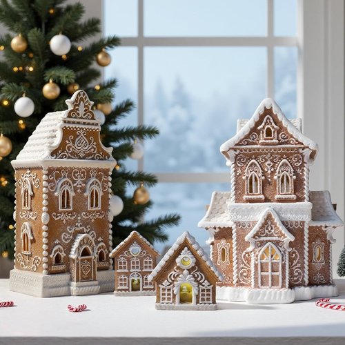 Braxio Resin Gingerbread House with LED Light - Indoor Christmas Decoration | 6.5 x 5.5 x 13.5 Inch