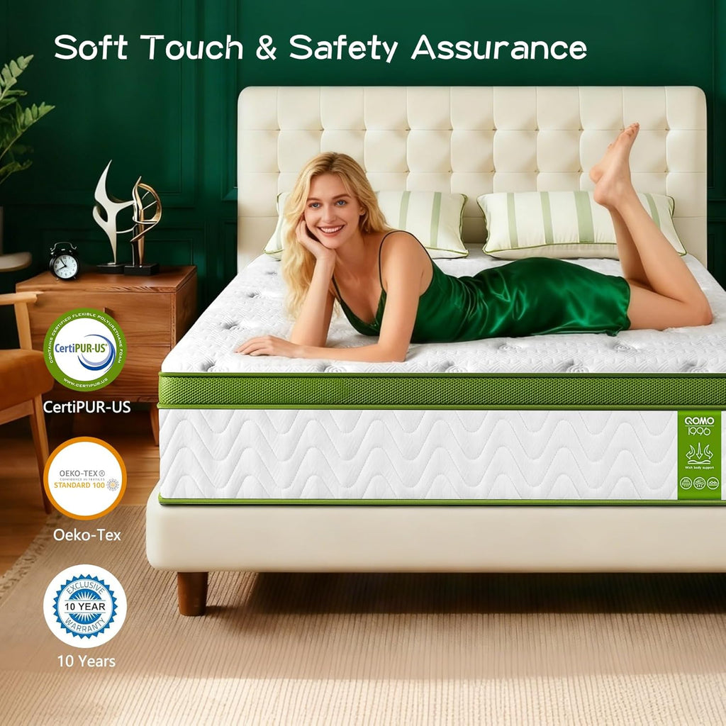 Skiennix Twin Mattress - 10 Inch Memory Foam Hybrid with Pocket Springs | Medium Firm, Pressure Relief