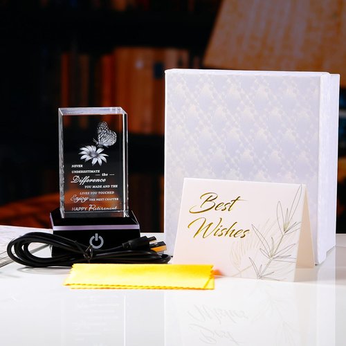 3D Crystal Retirement Gift | Skiennix Going Away Keepsake for Coworkers & Friends - Perfect Farewell Gift