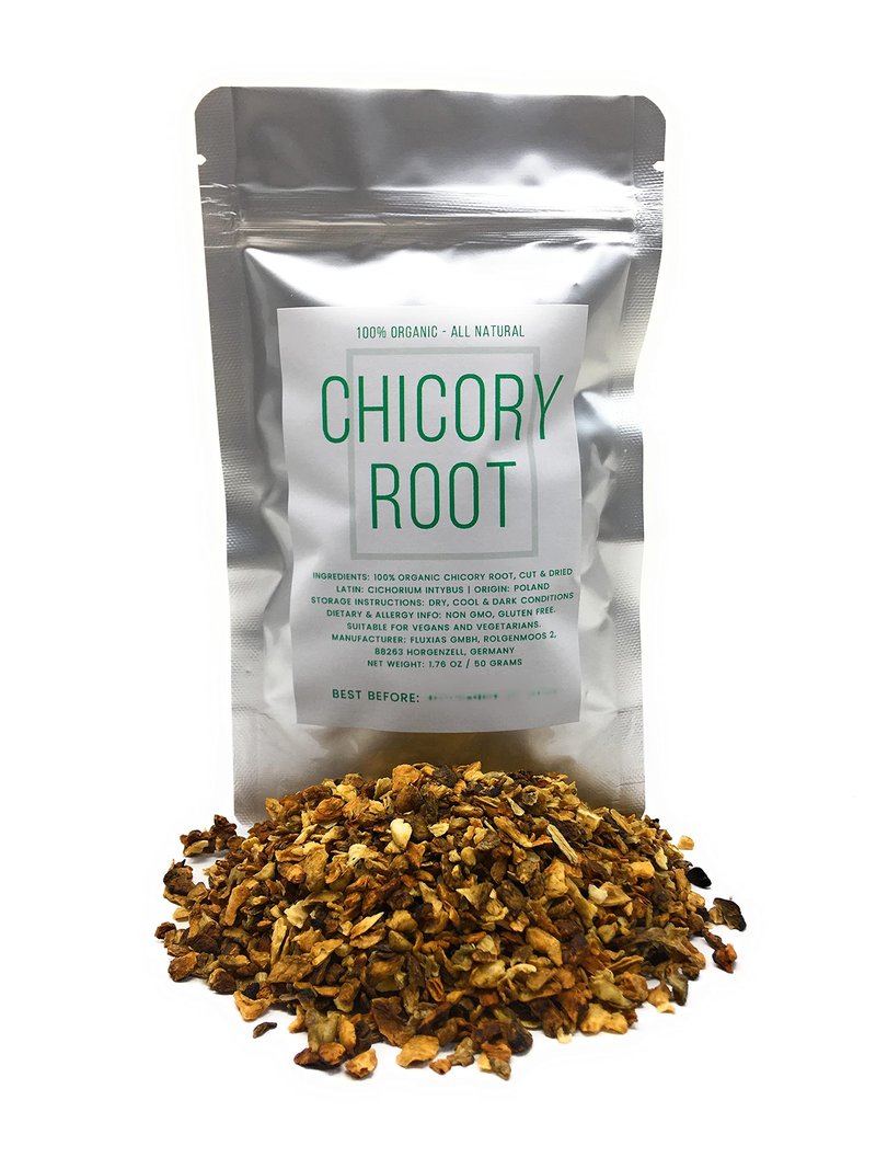 100% Raw Chicory Root, Non Roasted for More Flavor - Cut & Dried Cichorium Intybus - Net Weight: 1.76oz/50g - All Natural