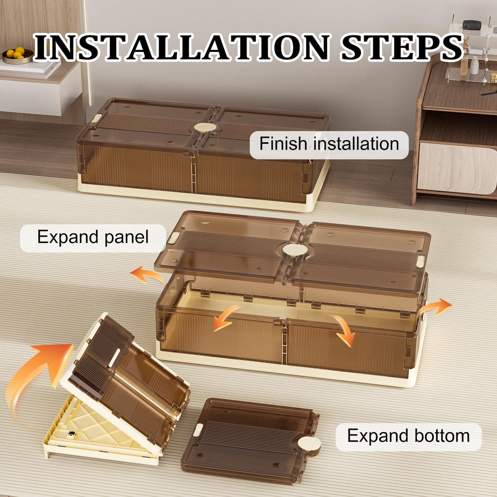 SYOSOF Under Bed Storage, Stackable Under Bed Storage Containers with Wheels, 13.5Gal Storage Bins with Wheels, Multi-purpose Under Bed Storage Bins Drawer for Clothes, Shoes, Blankets