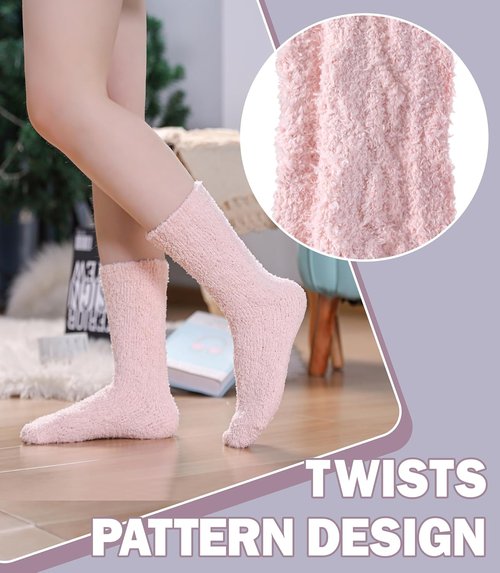 LANLEO Fuzzy Socks for Women - Soft, Cozy, Fluffy Winter Slipper Socks | Warm Microfiber Plush