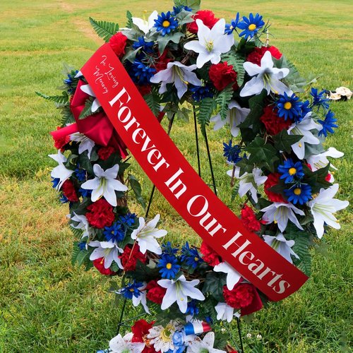 Fanfanwin Funeral Sash - Memorial Wreath Ribbon for Casket | 58x4'' Red, Forever in Our Hearts