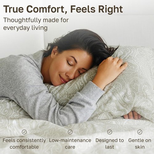 California Design Den Twin XL Cotton Sheets Set - 100% Soft Cotton, 400 Thread Count, Award-Winning Comfort | Paisley Beige