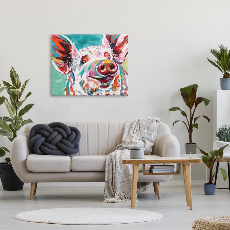 Stupell Industries Brightly Painted Pig Canvas Wall Art, 30 x 40, Multi-Color, Design By Artist Carolee Vitaletti