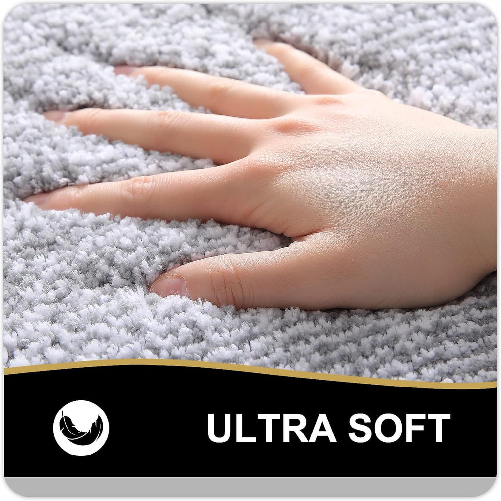 OLANLY Bathroom Rugs - Extra Soft Microfiber Bath Mat | Non-Slip, Quick Dry, 24x16 Inches, Grey