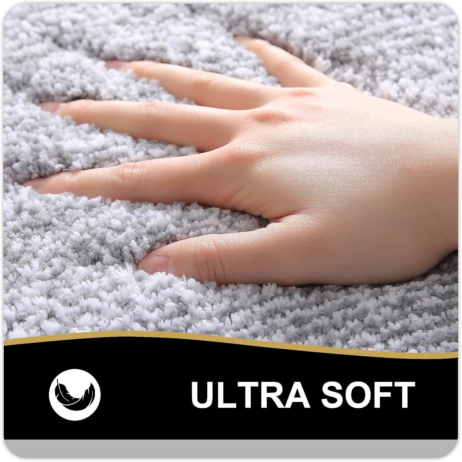 OLANLY Bathroom Rugs - Extra Soft Microfiber Bath Mat | Non-Slip, Quick Dry, 24x16 Inches, Grey