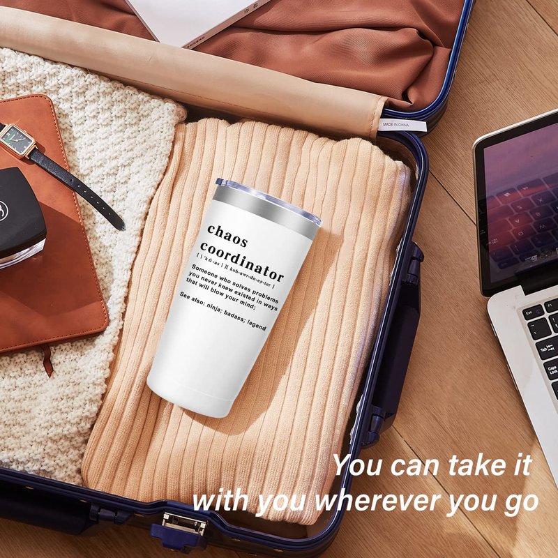 Chaos Coordinator Tumbler Cup, 20 oz Stainless Steel Travel Mug, Christmas Unique Gift Idea for Boss Lady, Teacher, Nurse, Gift for Mom, Coworker Gifts, Birthday, Thank You Gifts for Women