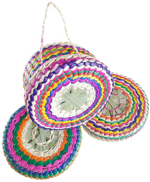Jacq & Jürgen Handwoven Palm Tortilla Baskets with Cloths – 2 Pack (Medium & Large) – Multicolor Mexican Artisan Eco-Friendly Bundle