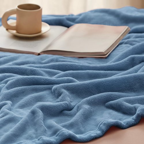 Bedsure GentleSoft Fleece Blanket - King Size Plush Cozy Microfiber in Washed Blue, 108x90 Inches