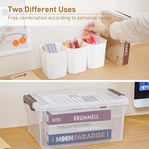 Citylife 17 QT Clear Plastic Storage Bins - Stackable Multipurpose Organizing Containers | 4-Pack