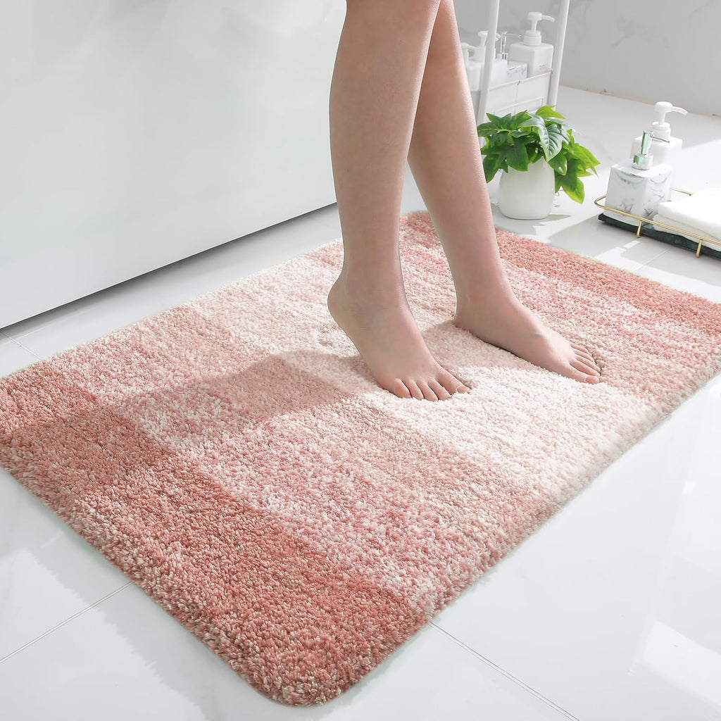 OLANLY Bath Rugs Mat - Extra Soft Microfiber, Quick Dry & Machine Washable | 36x24 Inches, Peach Color