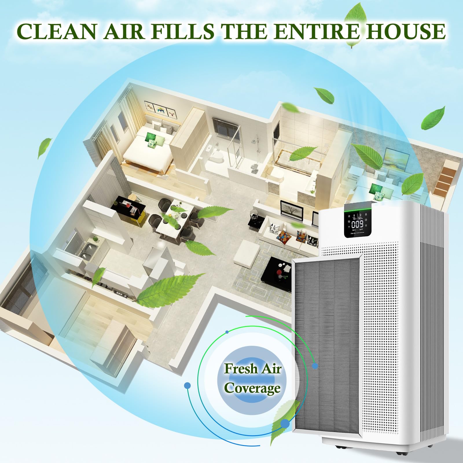 HODSEUKIN Replacement Filter Compatible with jafanda jf888 air purifier,True HEPA Filters.(2-Pack）