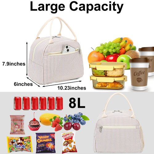 LEDAOU Lunch Box for Women Insulated Lunch Bag Corduroy Lunch Tote Bags Leakproof Cooler Lunch Case for Travel Work Picnic