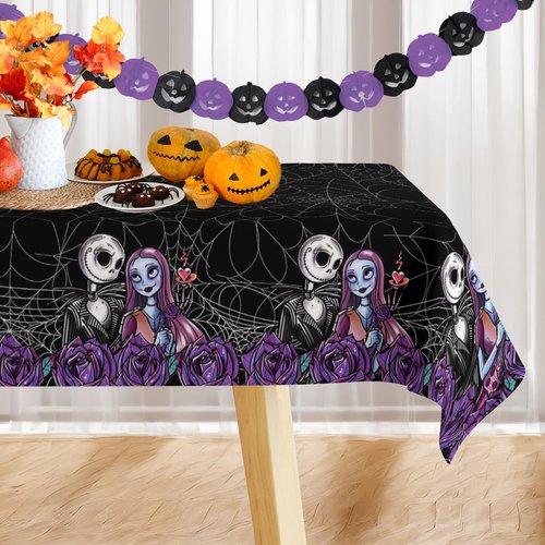 Yarcooly Halloween Tablecloth Rectangle Table Cover Gothic Decor Waterproof Halloween Decorations for Home Party