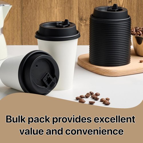 Pokanic Paper White Cups [12 oz] with Lids and Sleeves x [25 Set] Disposable Hot Cold Coffee Water Beverage Drinking for School Office Home Kitchen Cafe Restaurant (25 Pack, 12 oz)