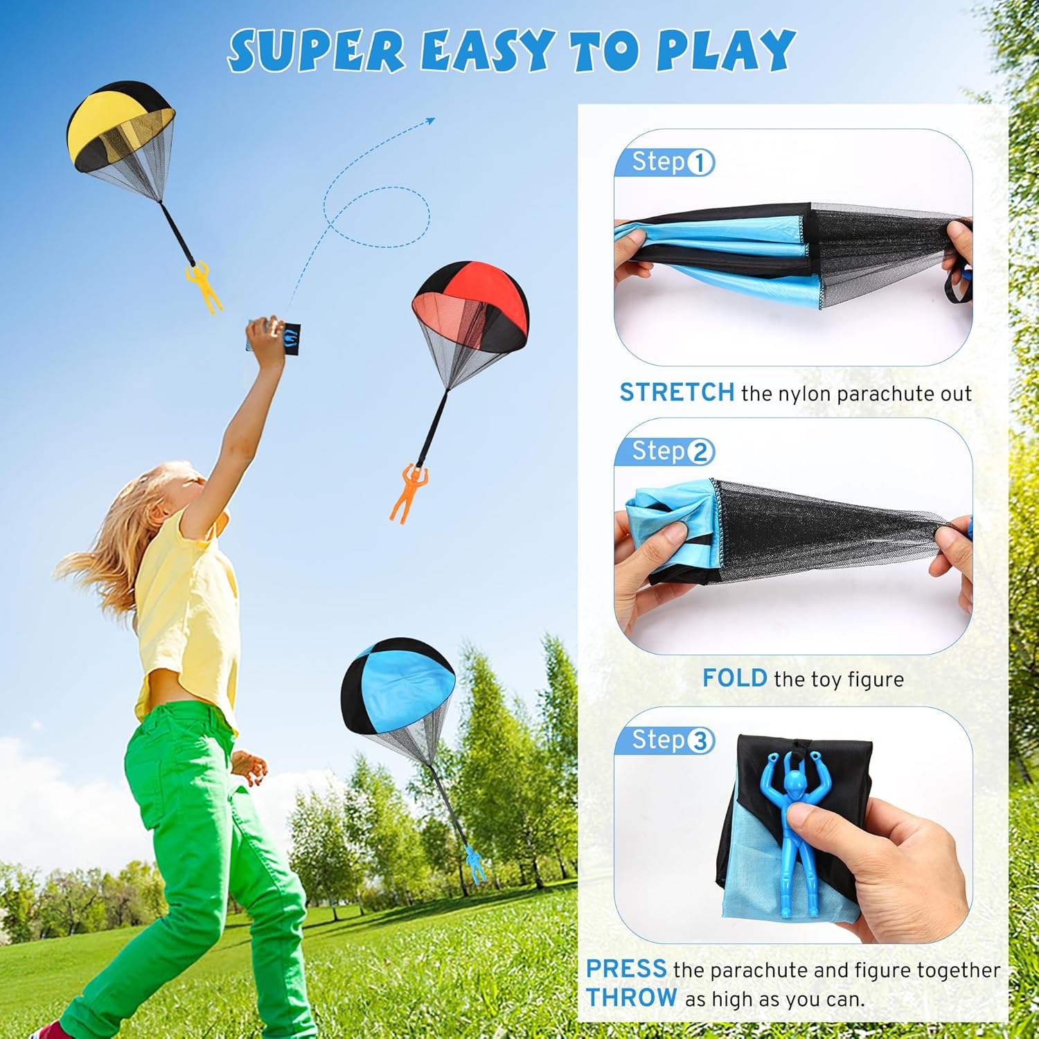 Parachute Toy - Flying Parachute Men for Kids | Perfect Outdoor Fun for Ages 3-12, Ideal Party Favors
