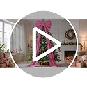 Hot Pink 75x23 Inch 3D Full Shape Christmas Tree Bow Topper for 6-9 Ft Trees