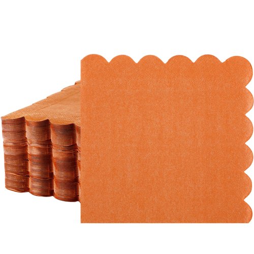 Fuutreo 100 Pcs Scalloped Cocktail Napkins Thick Paper Disposable Party Napkins Beverage Tissue for Wedding Dinner Birthday Supplies, 5 x 5 Inches(Terracotta)
