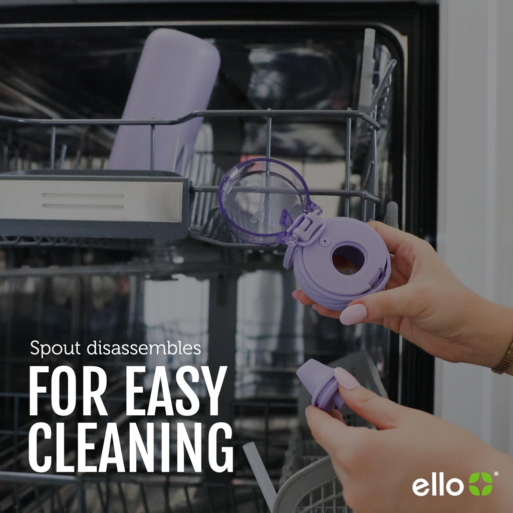 Ello Cooper 18oz Kids Stainless Steel Water Bottle with Straw and Carry Handle, Double Walled and Vacuum Insulated Metal, Leak Proof Locking Lid with Soft Silicone Spout, Reusable, BPA Free, Black