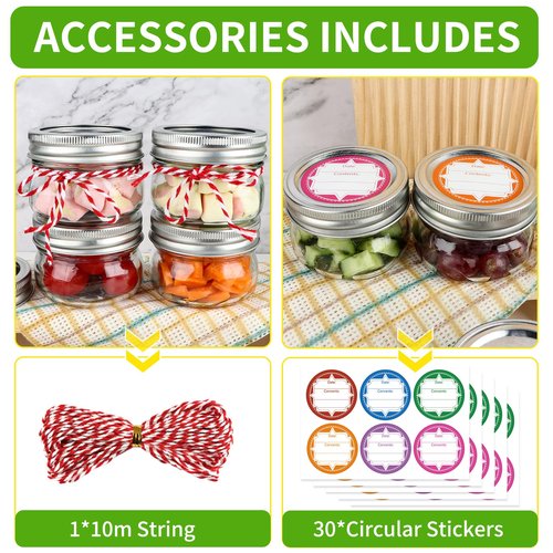UrSpeedtekLive 24 Pack 4 oz Mason Jars with Regular Lids and Bands, Small Canning Jars, Mini Glass Jars for Honey Jelly Jam Crafts