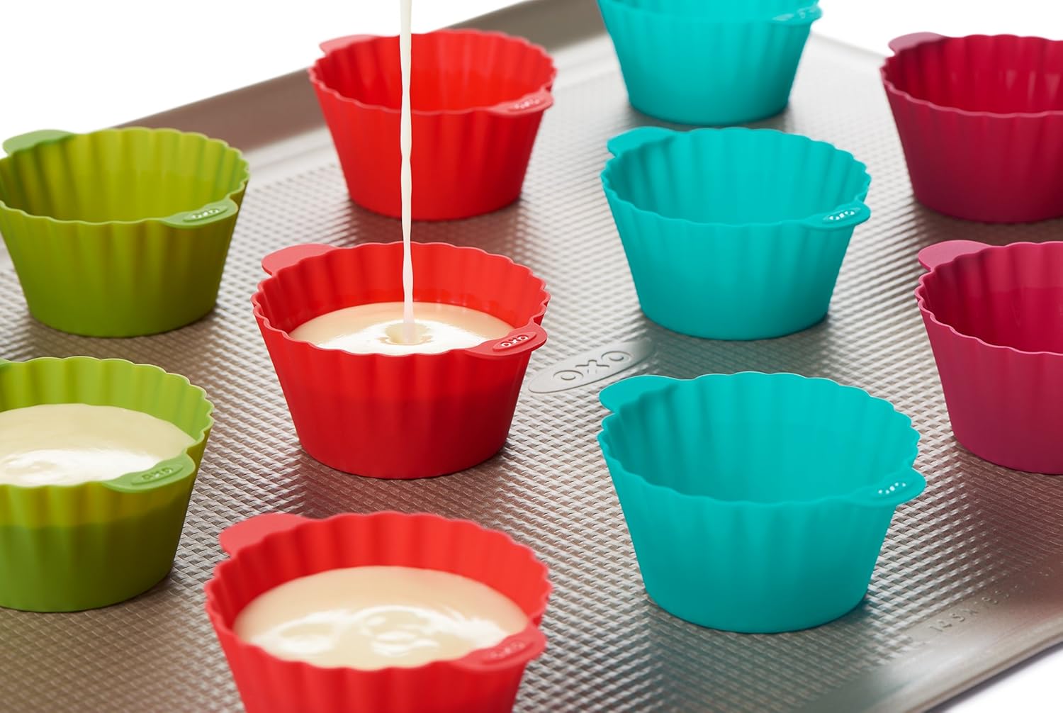 OXO Good Grips Silicone Baking Cups - Reusable, BPA-Free, Non-Stick | 12 Pack for Cupcakes & Muffins