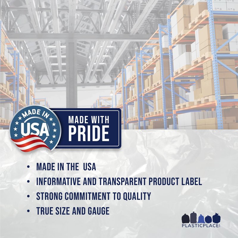 Plasticplace Contractor Trash Bags 55-60 Gallon, Heavy Duty Garbage Bags, 3.0 Mil Clear Trash Bags, Tear-Resistant Large Trash Can Liners for Construction, Recycling & Home Improvement (50 Count)